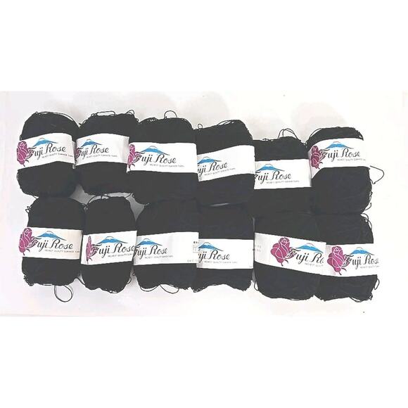 Fuji Rose Sumer Knitting Yarn Color #103 Black Lot of 12 U327